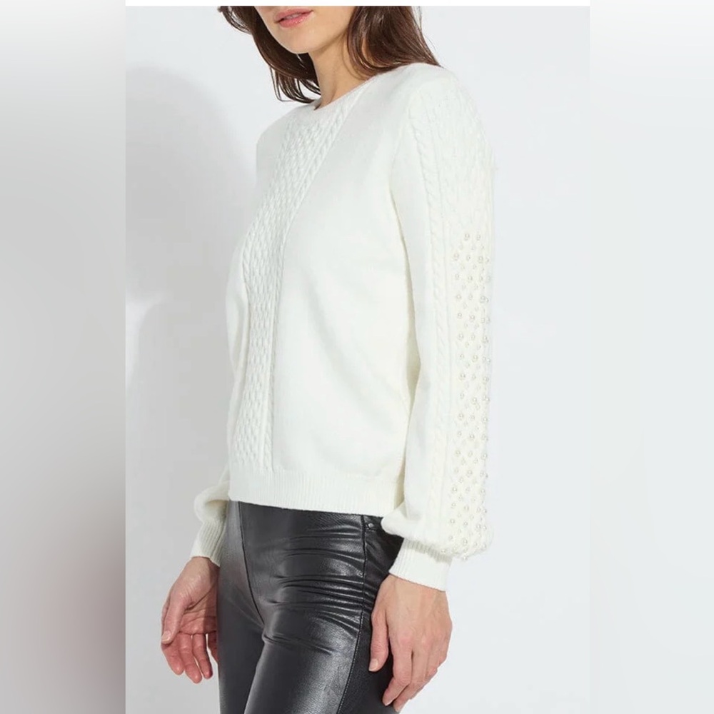 NEW LYSSE leanna cozy pearl sweater in Snow White xl
